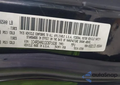 2013 Dodge Durango Sxt z USA, uszkodzony, nr VIN 1C4RDHAG1DC671638